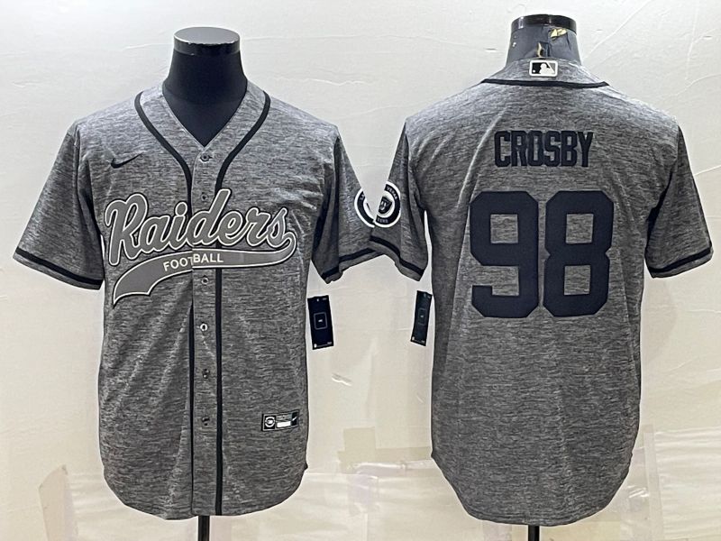 Men Oakland Raiders 98 Crosby Grey hemp ash 2022 Nike Co branded NFL Jersey